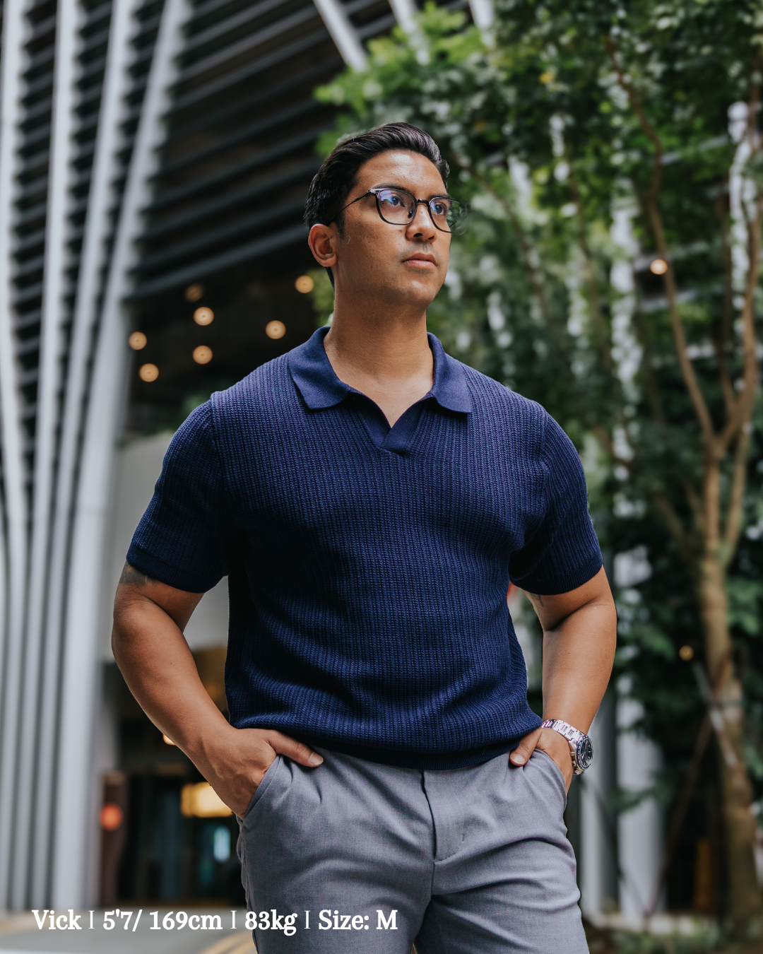 Flat Collar Knit Polo