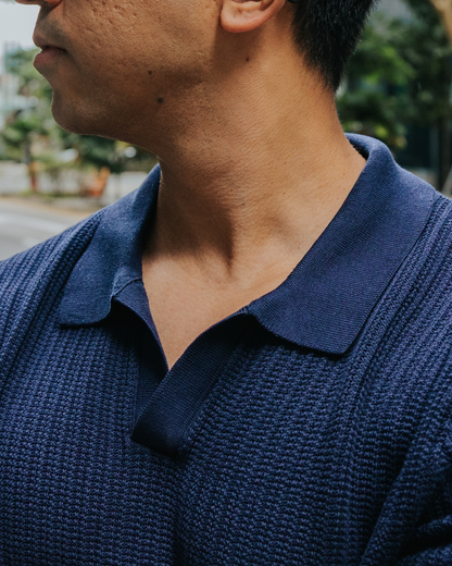 Flat Collar Knit Polo