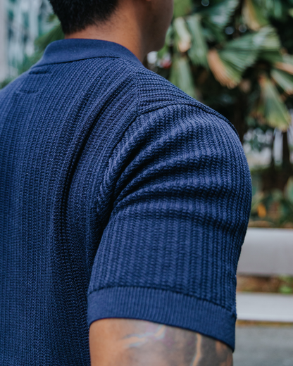 Flat Collar Knit Polo