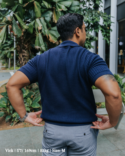 Flat Collar Knit Polo