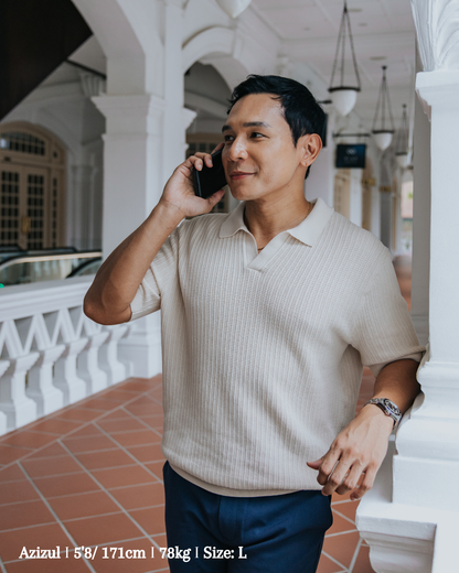 Flat Collar Knit Polo