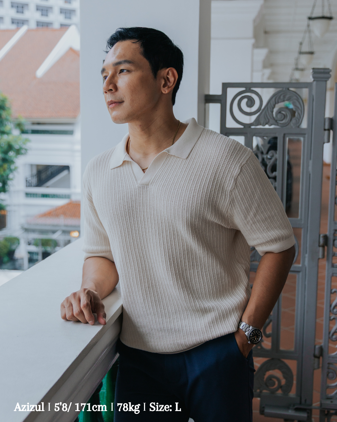 Flat Collar Knit Polo