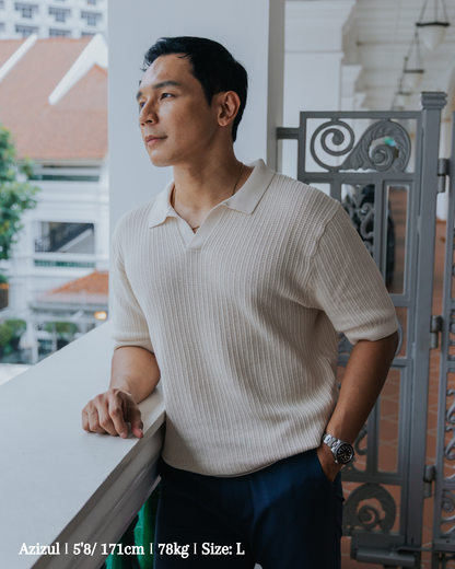 Flat Collar Knit Polo