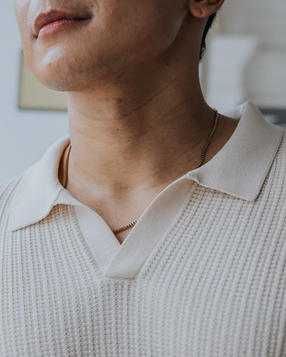 Flat Collar Knit Polo