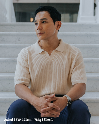 Flat Collar Knit Polo