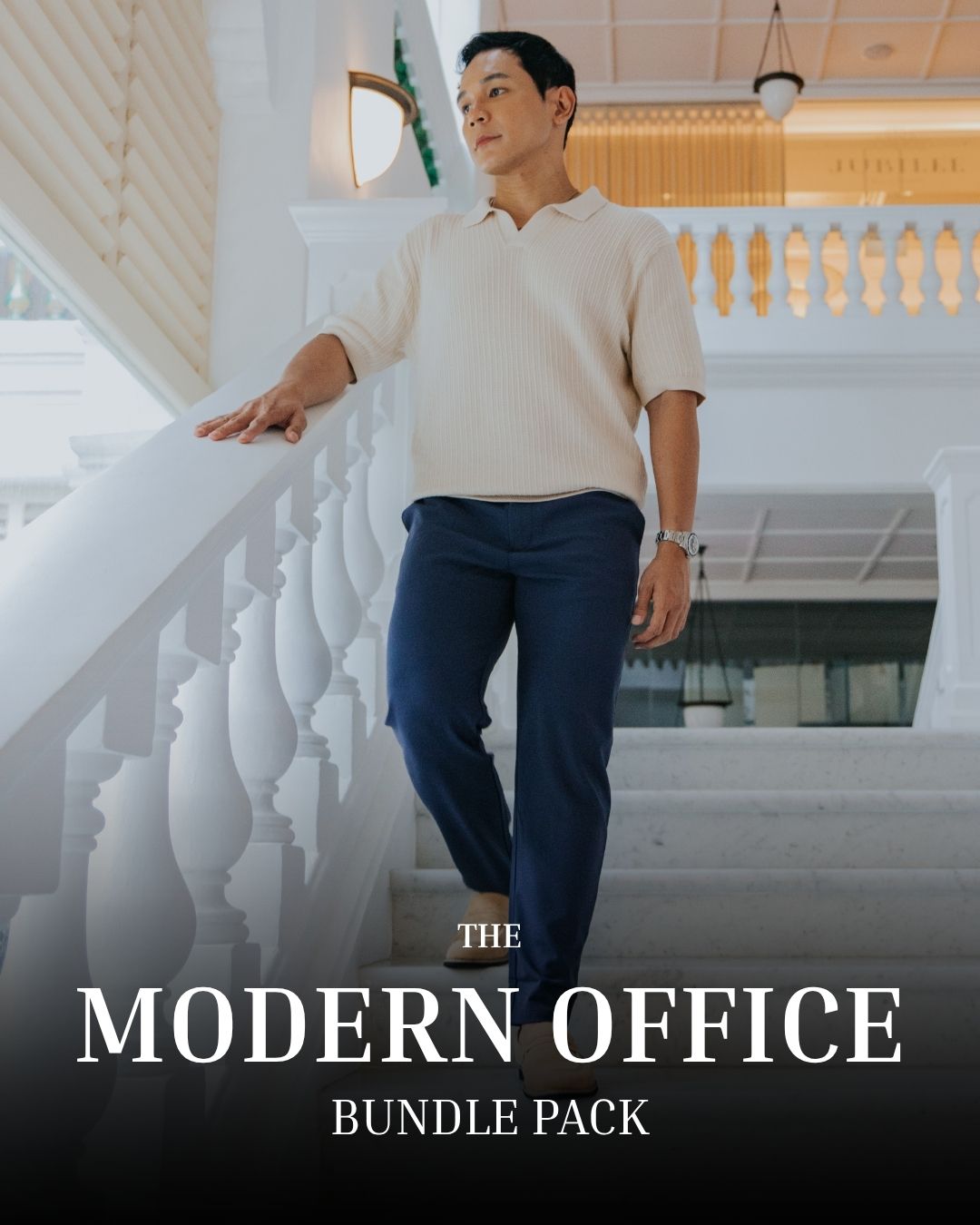 The Modern Office Set I Luxury Knit Polo + Axis Tech Pants